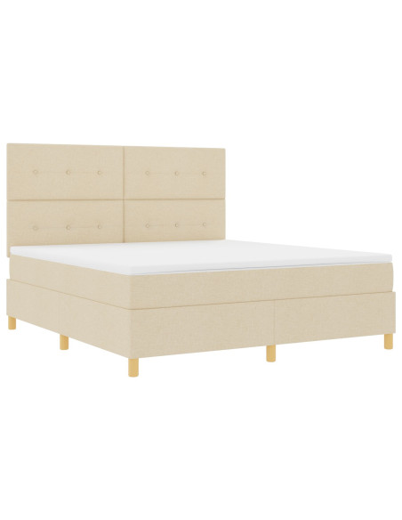 Letto a Mola con Materasso Crema Super King Tessuto