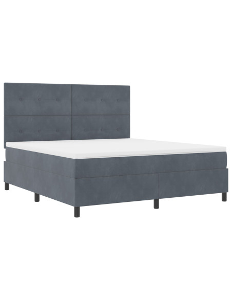 Letto a doghe  con materasso grigio scuro super king in velluto