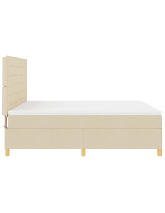 Letto a molle con materasso Crema 180 x 200 cm Tessuto 2