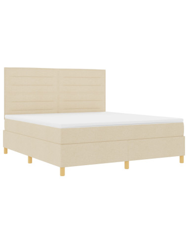 Letto a molle con materasso Crema 180 x 200 cm Tessuto