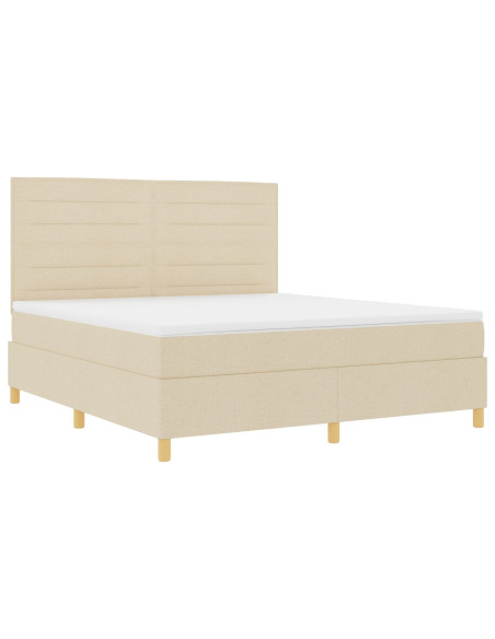 Letto a molle con materasso Crema 180 x 200 cm Tessuto
