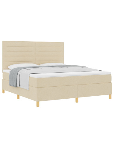 Letto a molle con materasso Crema 180 x 200 cm Tessuto