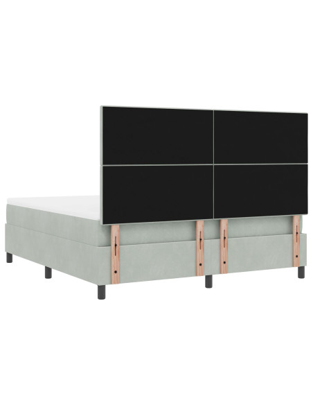 Letto Box Spring con Materasso Grigio Chiaro Super King in Velluto