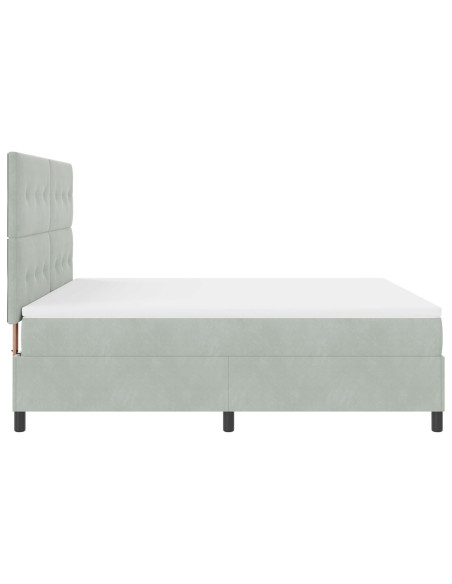 Letto Box Spring con Materasso Grigio Chiaro Super King in Velluto
