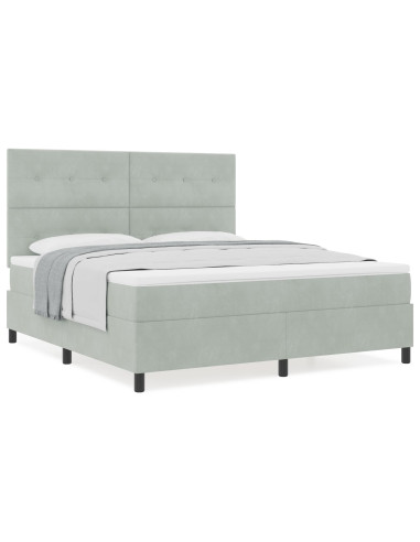 Letto a molle con materasso Grigio chiaro 180 x 200 cm Tessuto