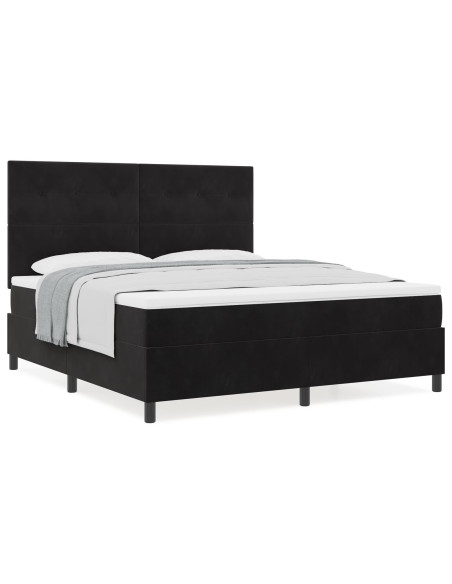 Letto Box Spring con Materasso Nero Super King Velluto