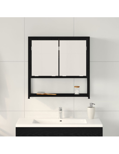 Mobiletto per specchio con porta Rovere Nero 60 x 16 x 60 cm