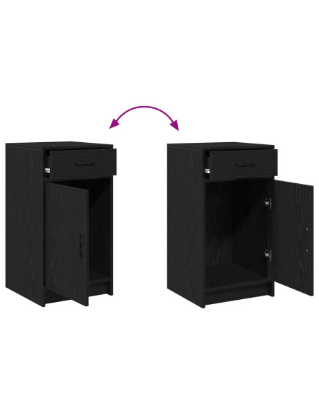 Set di Tavoli da Trucco 2 Pezzi  con LED in Legno Ingegnerizzato Nero