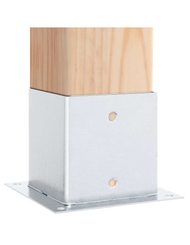 Basi per Pali Quadrate 4 pz Argento 141x141 mm Acciaio Zincato