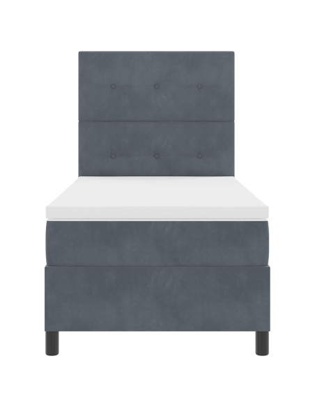 Letto Contenitore con Materasso  Grigio Scuro 90x200 cm Velluto