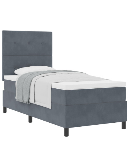 Letto Contenitore con Materasso  Grigio Scuro 90x200 cm Velluto