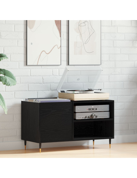 Armadio per dischi  Nero Rovere 84,5x38x48 cm Legno ingegnerizzato
