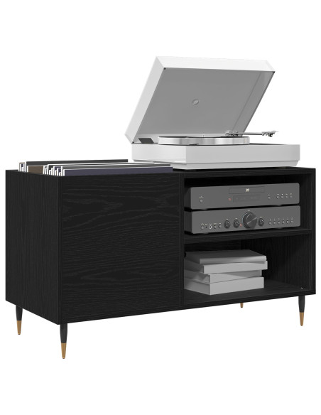 Armadio per dischi  Nero Rovere 84,5x38x48 cm Legno ingegnerizzato