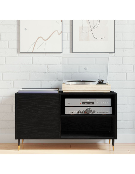 Armadio per dischi  Nero Rovere 84,5x38x48 cm Legno ingegnerizzato