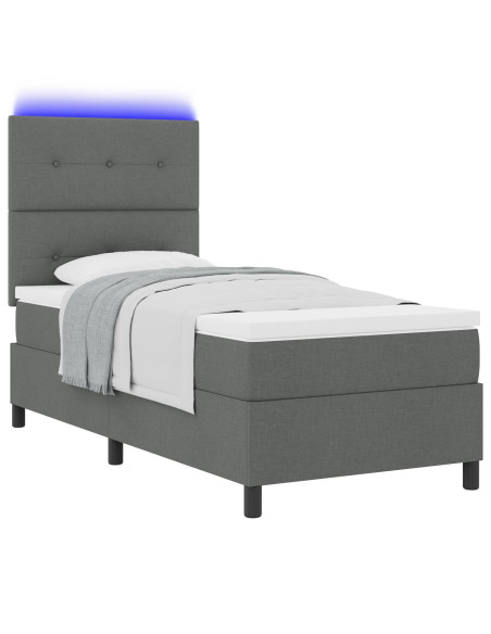 Struttura Letto  con Materasso Grigio Scuro Tessuto 90 x 200 cm
