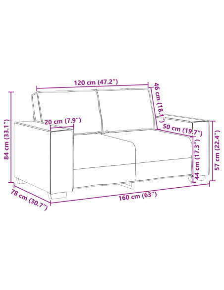Divano Grigio 160 x 80 x 84 cm Tessuto