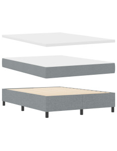 Letto a molle con materasso Grigio chiaro 140 x 190 cm Tessuto 2