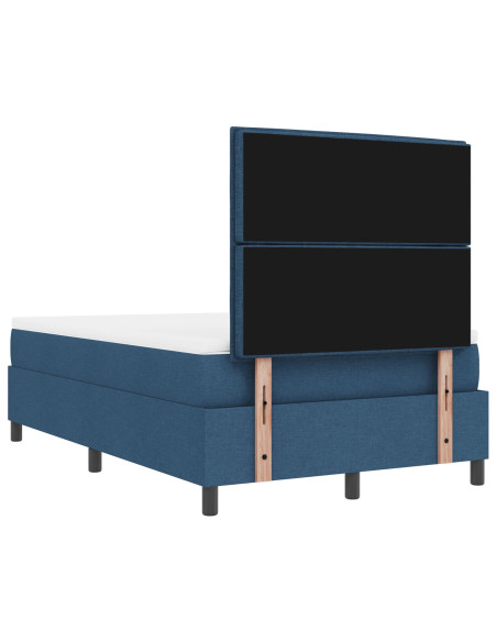 Letto a Box Spring con Materasso & Panchina Blu 120x200 cm Tessuto