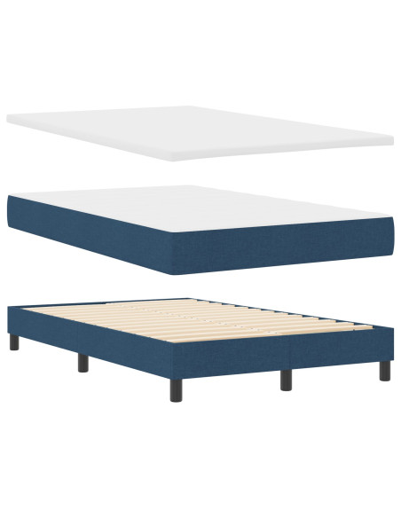 Letto a Box Spring con Materasso & Panchina Blu 120x200 cm Tessuto