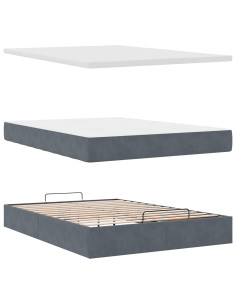 Struttura Letto Pouf con Materasso 140x200 cm in Velluto 2