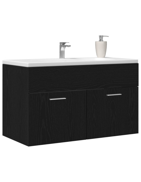 Mobile bagno  Nero Rovere 90x38,5x46 cm Legno ingegnerizzato