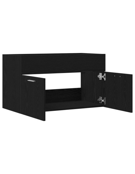 Mobile bagno  Nero Rovere 90x38,5x46 cm Legno ingegnerizzato