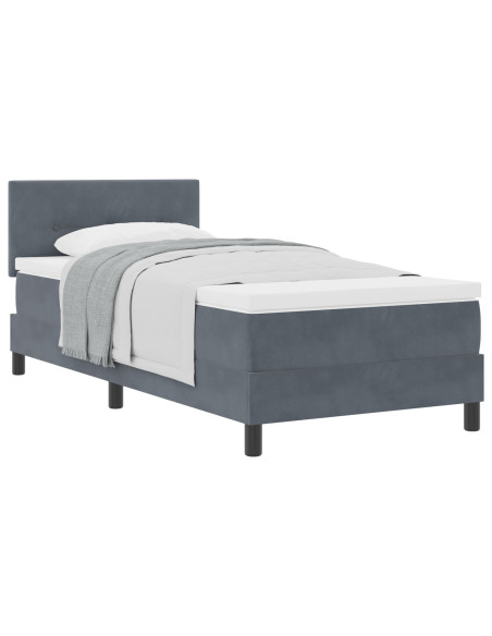 Letto Box Spring con Materasso Grigio Scuro 90x200 cm in Velluto