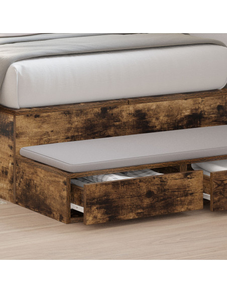Cassetti per Letto  in Rovere Affumicato 100x36,5x16,5 cm in Legno Ingegnerizzato