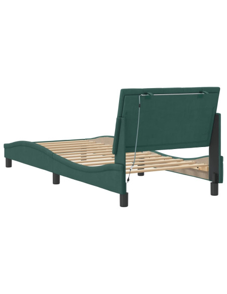 Giroletto con Luci LED Verde Scuro 80x200 cm in Velluto
