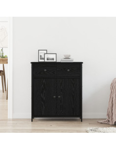 Credenza Rovere Nero 70 x 30 x 80 cm Legno multistrato 2