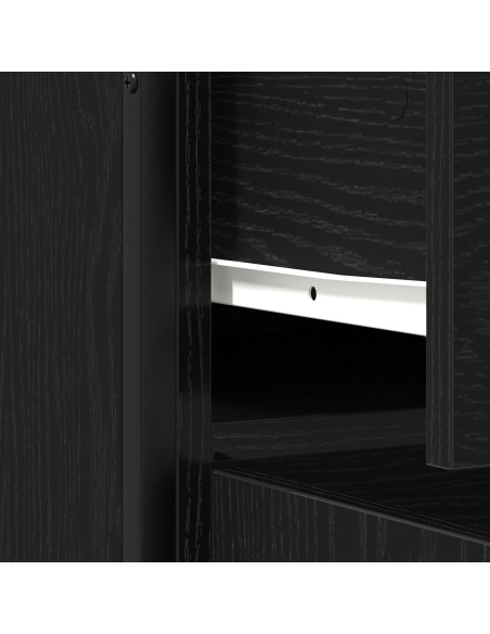Mobile Nero Rovere 70x30x80 cm Legno ingegnerizzato e Acciaio