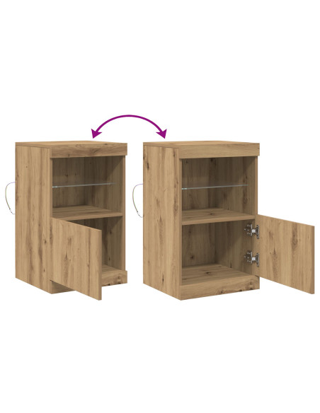 Credenza con Luci LED Rovere Artigianale 41x37x67 cm