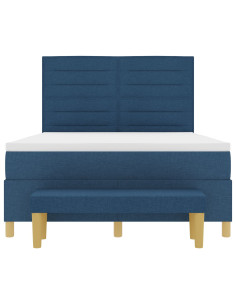 Letto a molle con materasso Blu 140 x 190 cm Tessuto 2