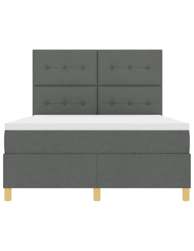 Letto a molle con materasso Grigio scuro 140 x 200 cm Tessuto