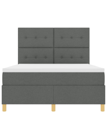 Letto a molle con materasso Grigio scuro 140 x 200 cm Tessuto