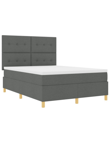 Letto a molle con materasso Grigio scuro 140 x 200 cm Tessuto