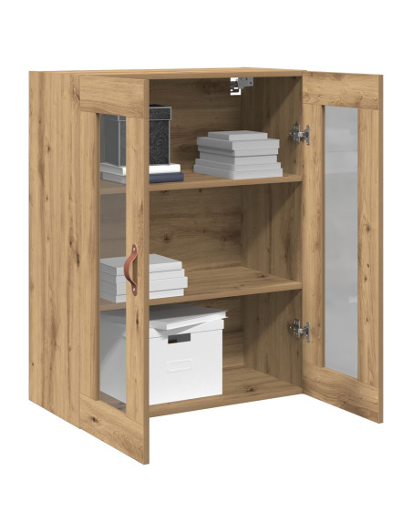 Mobile a muro  con porte in vetro rovere artigianale 69,5x34x90 cm