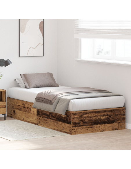 Struttura Letto con Contenitore in Legno Invecchiato 80x200 cm