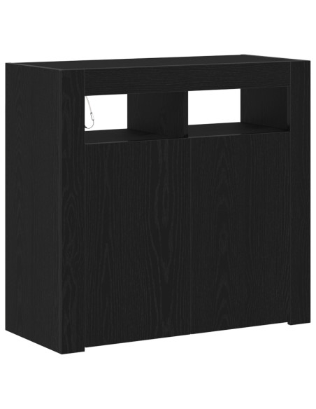 Mobile con luci LED Rovere Nero 80x35x75 cm in legno ingegnerizzato