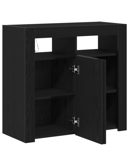 Mobile con luci LED Rovere Nero 80x35x75 cm in legno ingegnerizzato
