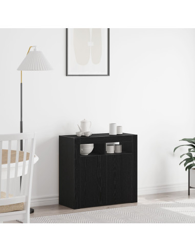 Credenza Rovere Nero 80 x 35 x 75 cm Legno multistrato