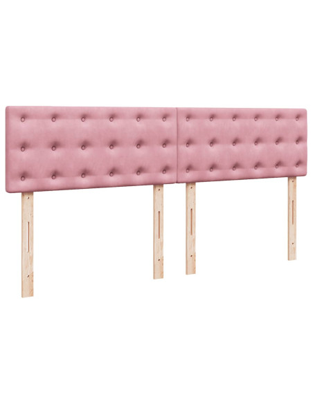 Struttura Letto Pouf con Materasso Rosa 160x200 cm in Velluto