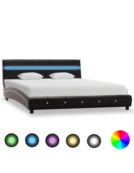 Giroletto con LED senza Materasso Nero 140x200 cm Similpelle