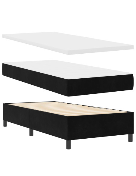 Letto con Box Spring e Materasso Nero 100x200 cm in Velluto