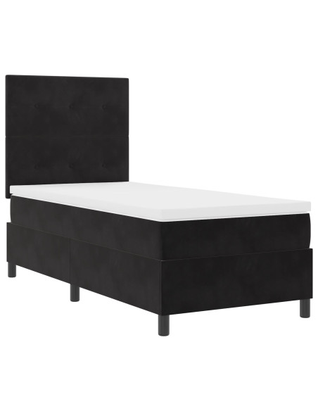 Letto con Box Spring e Materasso Nero 100x200 cm in Velluto