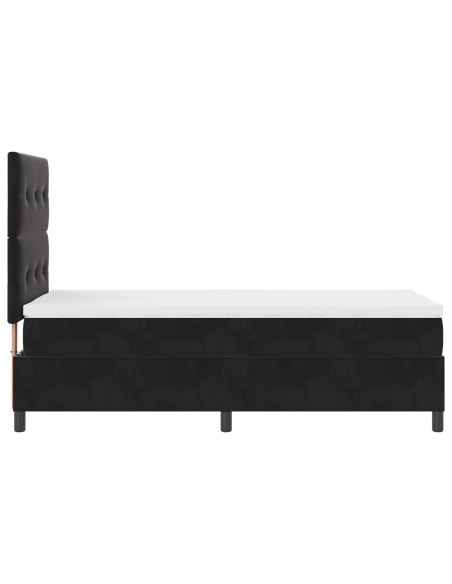 Letto con Box Spring e Materasso Nero 100x200 cm in Velluto
