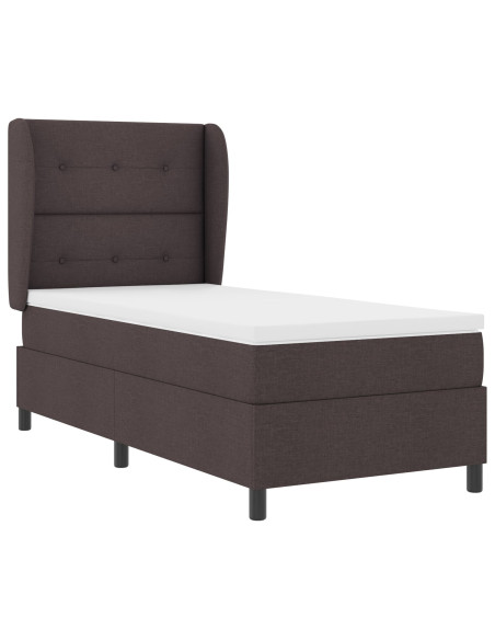 Letto Box Spring con Materasso Marrone Scuro 100x200 cm Tessuto