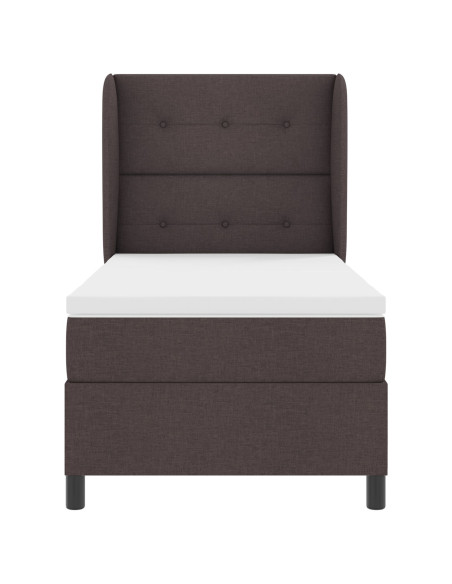 Letto Box Spring con Materasso Marrone Scuro 100x200 cm Tessuto