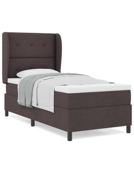 Letto Box Spring con Materasso Marrone Scuro 100x200 cm Tessuto