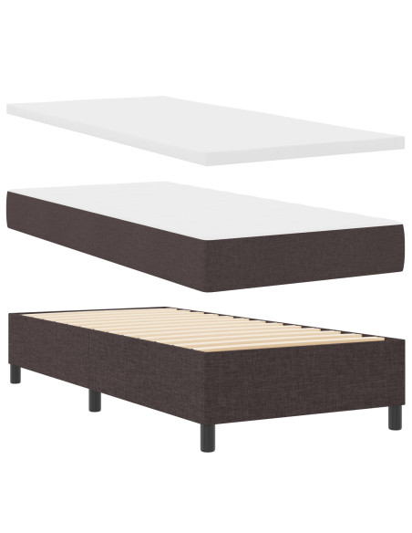 Letto Box Spring con Materasso Marrone Scuro 100x200 cm Tessuto